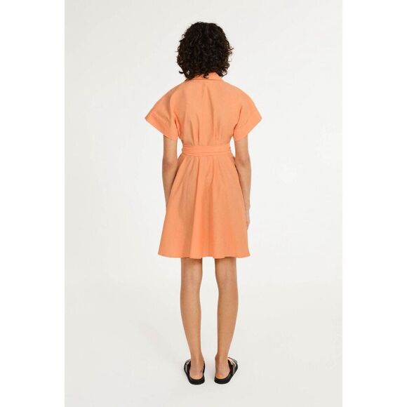 Claudie Pierlot Paris Short Sleeve Coral Tie-Waist Wrap Mini Dress Size EU 36/US - Picture 3 of 12